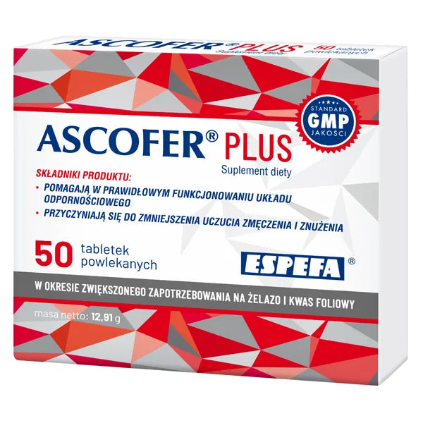 ASCOFER UK, 50 tabletek, ŻELAZO, POLSKA APTEKA W UK