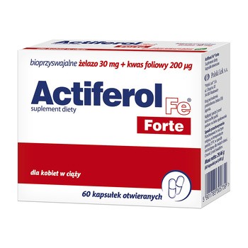 ACTIFEROL Fe Forte - 60 kapsułek - Żelazo, Kwas foliowy / POLSKA APTEKA W UK