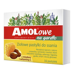 AMOLOWE na gardło, pastylki do ssania, z miodem i witaminą C / POLSKA APTEKA W UK