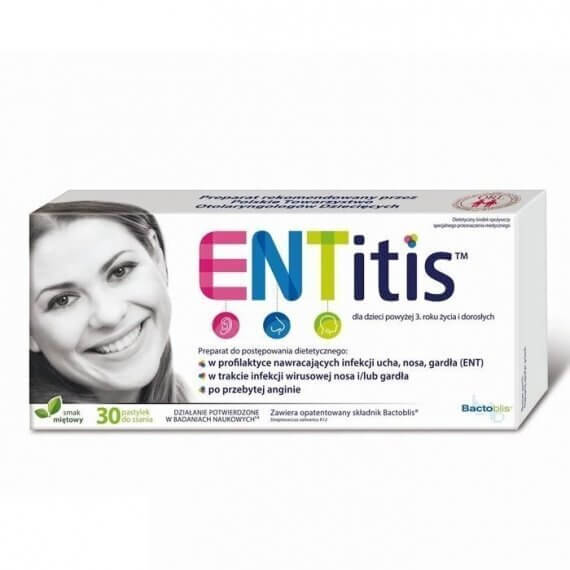 ENTitis UK , smak miętowy ,30 pastylek, POLSKA APTEKA W UK