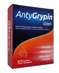 ANTYGRYPIN DZIEŃ - 10 tabl. mus. - lek na grypę i przeziębienie , UK apteka , UK sklep