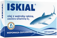 ISKIAL - Olej z wątroby rekina + D3 / ODPORNOŚĆ / 120 kaps , UK apteka sklep