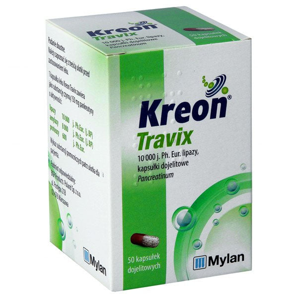 KREON TRAVIX - 50 kaps. lek na trawienie / niewydolność trzustki, UK apteka , UK sklep online