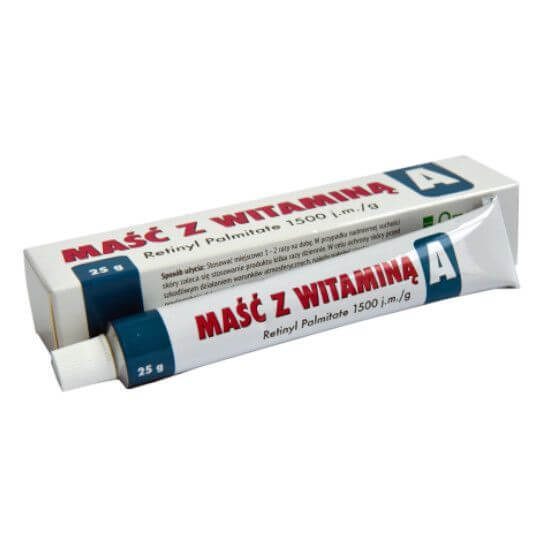 Maść z witaminą A (1500j.m) na suchą skórę 25g, / POLSKA APTEKA W UK