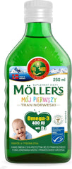 MOLLERS UK - mój pierwszy tran norweski, 250ml ( tran dla niemowląt i dzieci).POLSLA APTEKA W ANGLII