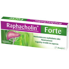 Raphacholin (rapacholin) Forte 10 tab- Niestrawność, ból brzucha, zaparcia