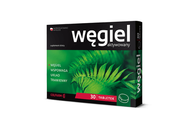 Węgiel aktywowany 30 tabletek - Wspomaga Trawienie. POLSKA APTEKA W UK