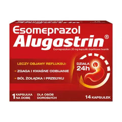 Alugastrin, Esomeprazol , 14 kapsułek, zgaga, bół żołądka,Polskie leki w UK.