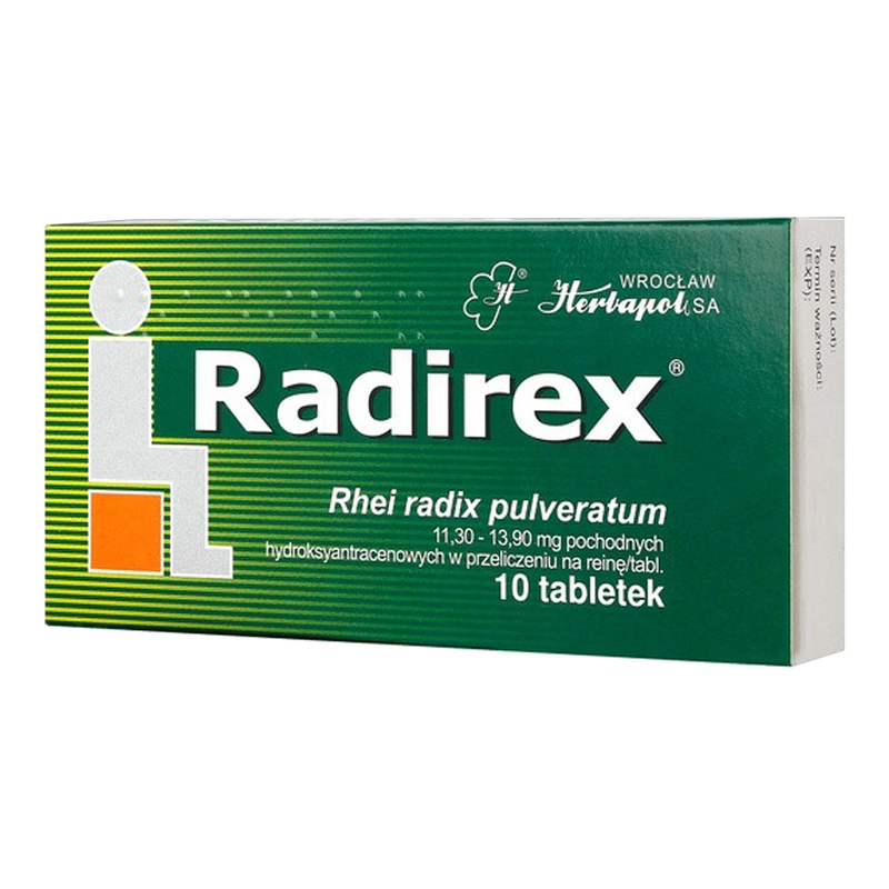 Radirex ,  Zaparcia, Przeczyszczenie, naturalny lek ziołowy, 10 tabletek
