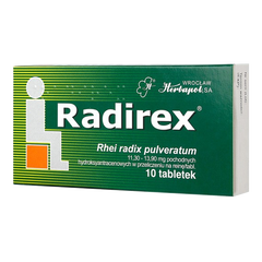 Radirex ,  Zaparcia, Przeczyszczenie, naturalny lek ziołowy, 10 tabletek