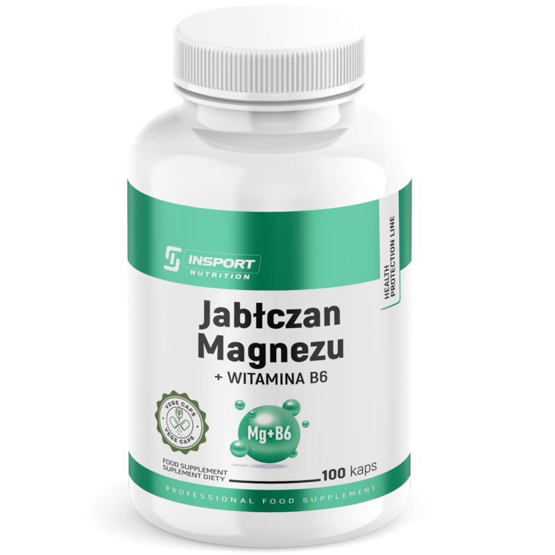 Jabłczan magnezu + Witamina B6, 100 kapsułek