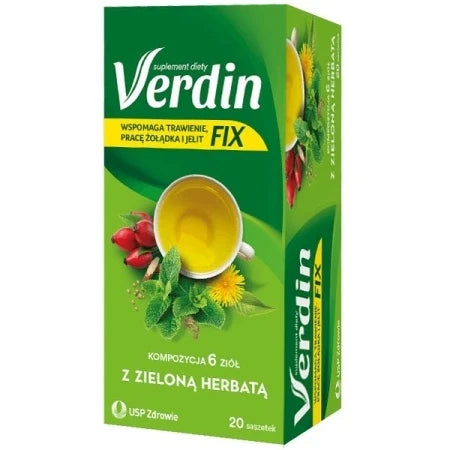VERDIN FIX Z ZIELONĄ HERBATĄ, SASZETKI DO ZAPARZANIA, 20 SZTUK