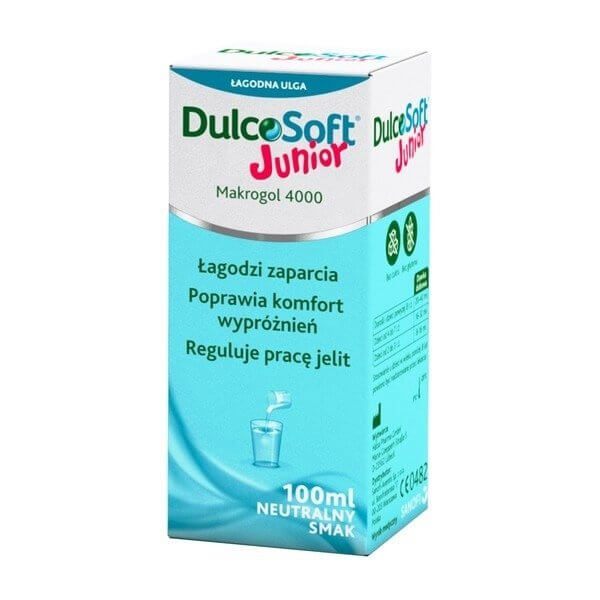 DULCOSOFT JUNIOR UK /  Płyn - 100 ml. Sposób na zaparcia u dzieci. POLSKIE LEKI UK