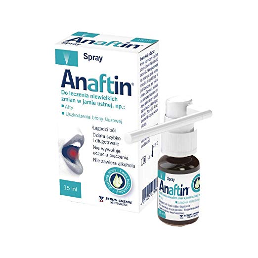 ANAFTIN SPRAY, 15 ML - afty, uszkodzenia jamy ustnej / SZYBKA DOSTAWA UK / IRELAND