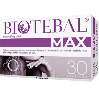 Biotebal Max, 10 mg,30tab -Skóra / Włosy / Paznokcie + Vitamina B , UK apteka, UK sklep online, Biotyna 10mg