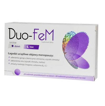 DUO-FEM - 28 tabletek na dzień + 28 tabletek na noc - Łagodzi objawy menopauzy