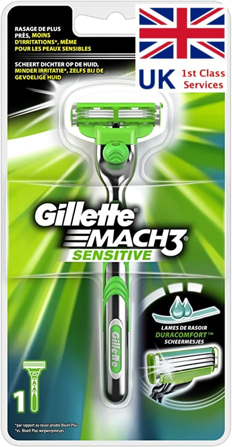 Gillette Mach 3 Sensitive - Maszynka do golenia dla skóry wrażliwej, UK apteka , UK sklep online, Gilette razor mach 3