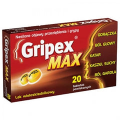 Gripex Max UK 20 tabletek - Przeziębienie , Grypa, Gorączka , UK apteka , UK sklep online