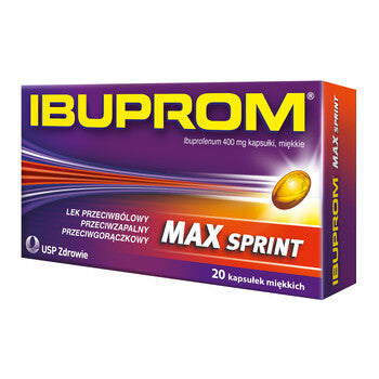 Ibuprom Max Sprint 400mg  UK - 20 kapsułek / POLSKA APTEKA W UK / SZYBKA WYSYŁKA