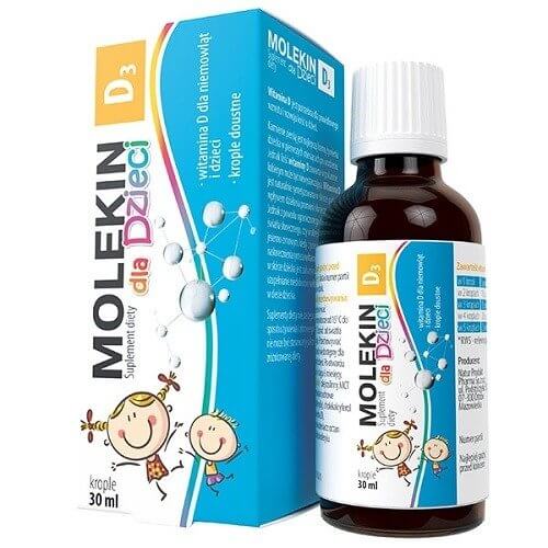 MOLEKIN, WITAMINA D3 KROPLE UK , - Dla dzieci i niemowląt, 30 ML. / POLSKA APTEKA W UK / WYSYŁKA 24h