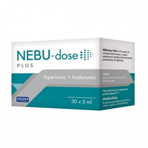 NEBU-DOSE PLUS -UK -  HIPERTONIC + HIALURONIC,  ROZTWÓR DO INHALACJI, 30 AMPUŁEK. / POLSKA APTEKA W UK