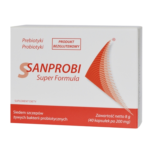 SANPROBI SUPER FORMULA - PROBIOTYK / PREBIOTYK 40 kapsułek / POLSKA APTEKA LIVERPOOL UK