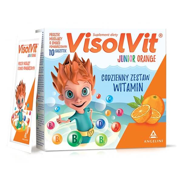 Visolvit junior - Witaminy do picia dla dzieci - 10 saszetek  ( smak pomarańczowy) POLSKA APTEKA W UK